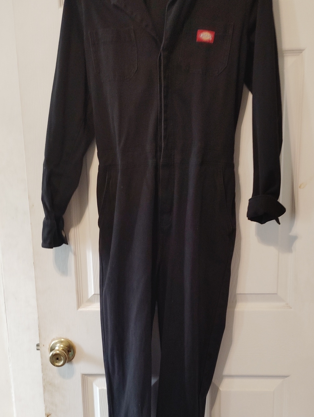 Dickies Black Long-Sleeve Utility Jumpsuit with Red Patch